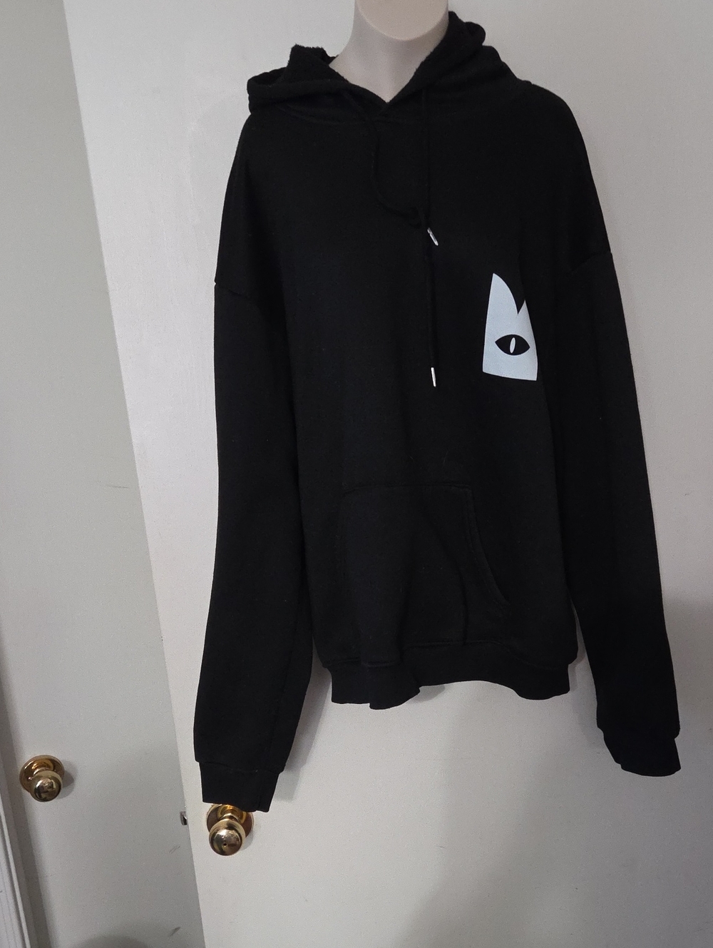 Men's Black Graphic Crewneck Hoodie Sweatshirt